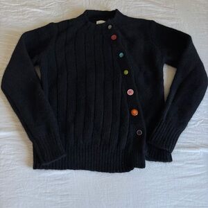 Garnet Hill Black Cardigan with Colorful Buttons